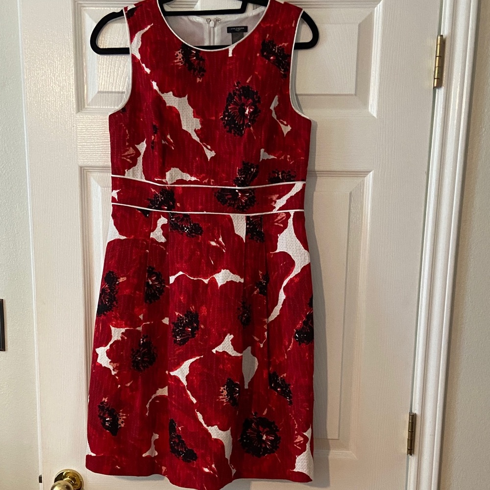 Ann Taylor Red and Black Floral Mini Dress